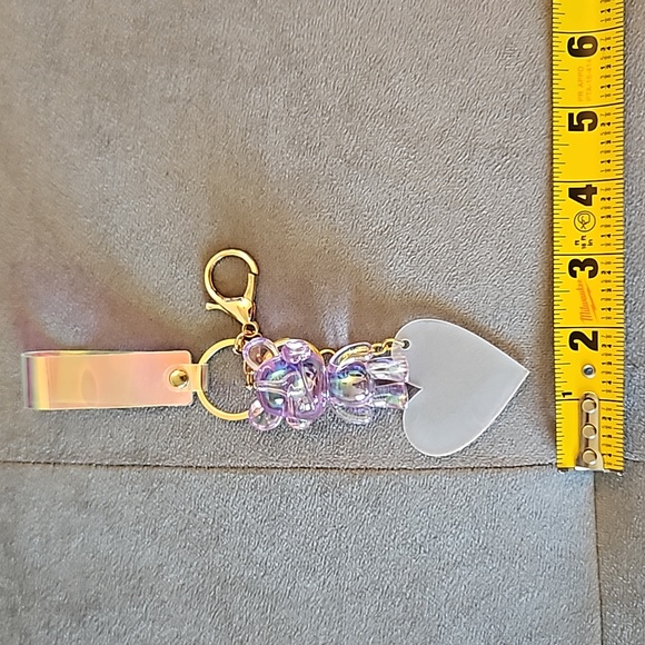 NWOT Trendy Transparent Music Bear Animal Keychain, Bag, Purse Charm. - Picture 6 of 6